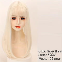 8 Cm Long Straight Hair Piece with Bangs Topper Wig for Women