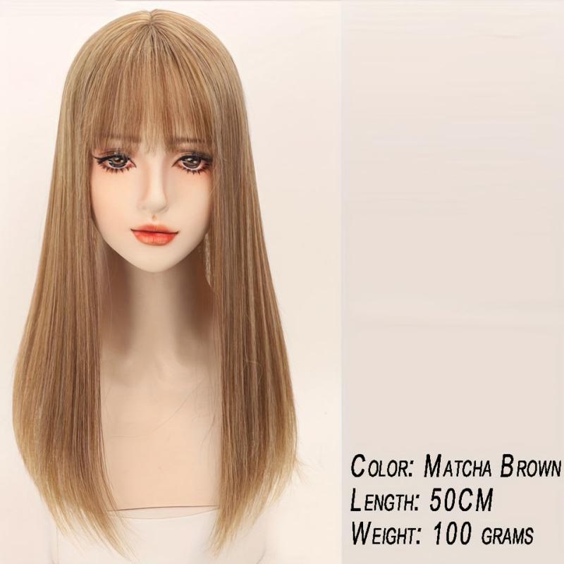 8 Cm Long Straight Hair Piece with Bangs Topper Wig for Women