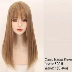 8 Cm Long Straight Hair Piece with Bangs Topper Wig for Women