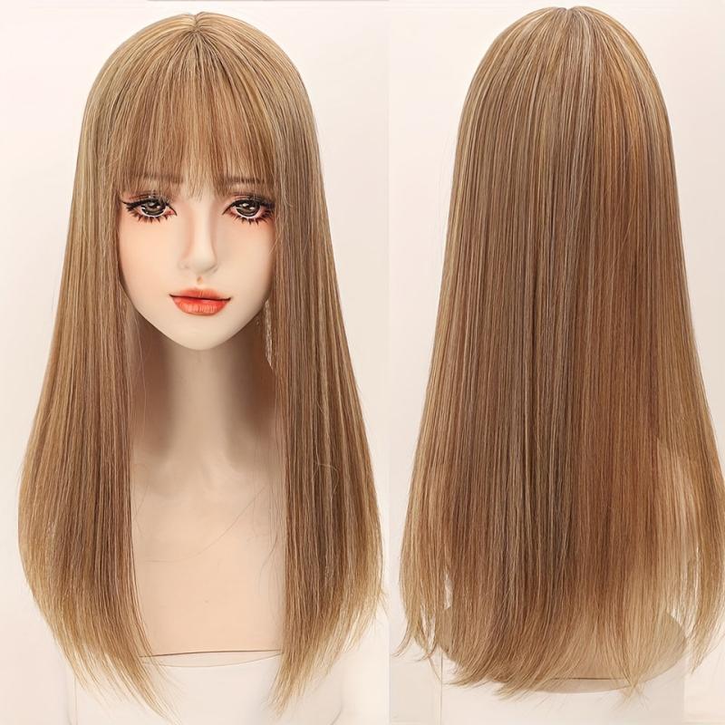 8 Cm Long Straight Hair Piece with Bangs Topper Wig for Women
