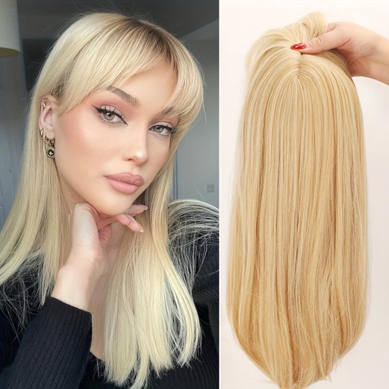 8 Cm Long Straight Hair Piece with Bangs Topper Wig for Women