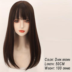 8 Cm Long Straight Hair Piece with Bangs Topper Wig for Women