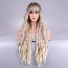 Ombre Long Curly Synthetic Wig for Daily Use Parties Cosplay Halloween