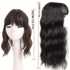 Curly Wave Hairpiece Clip In Fluffy Synthetic Hair Topper with Bangs 35-56cm