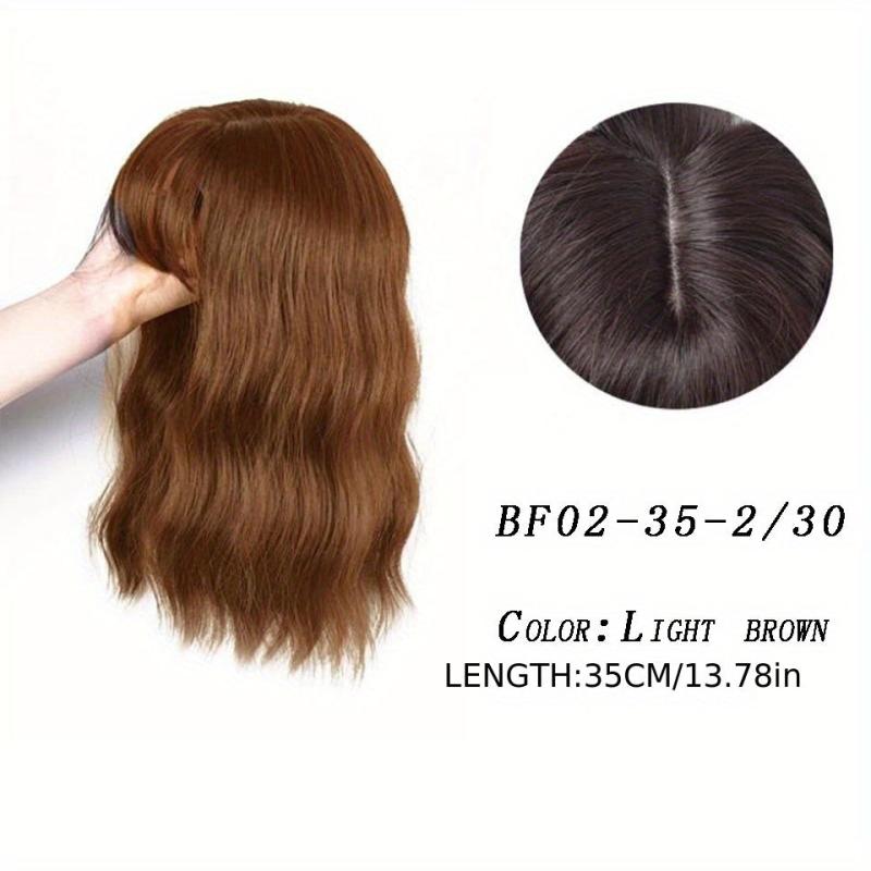 Curly Wave Hairpiece Clip In Fluffy Synthetic Hair Topper with Bangs 35-56cm