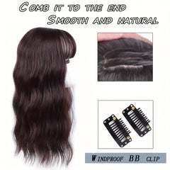 Curly Wave Hairpiece Clip In Fluffy Synthetic Hair Topper with Bangs 35-56cm