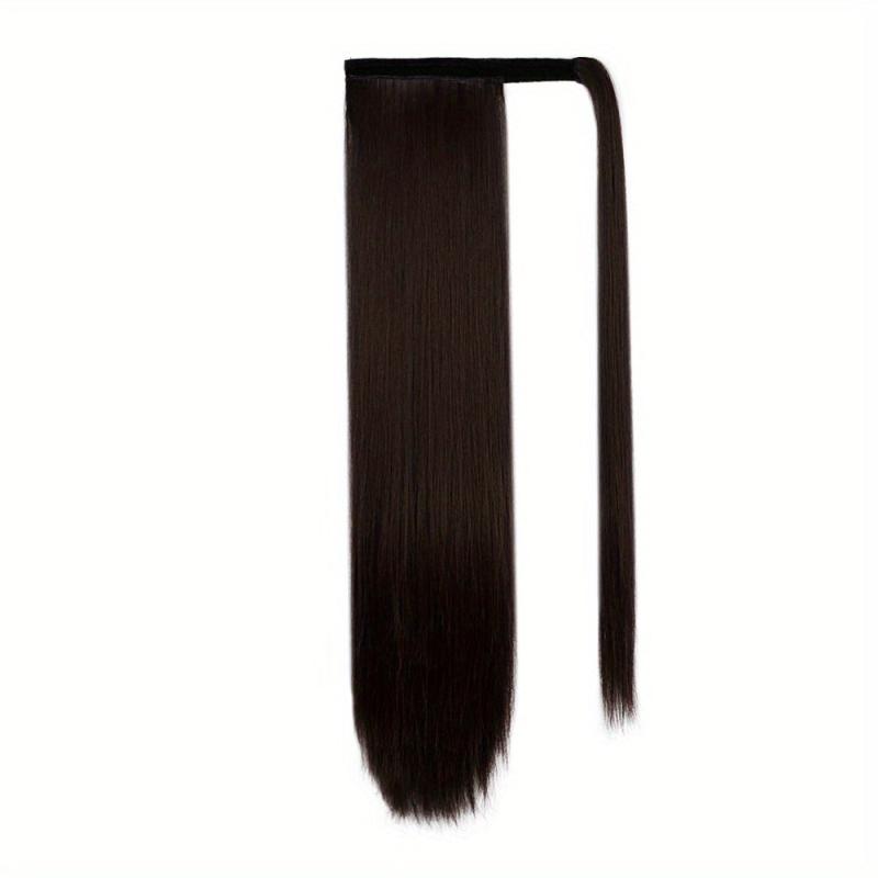 Straight Ponytail Extension Wrap Around Long Hair 60-96 Cm Synthetic Hairpiece