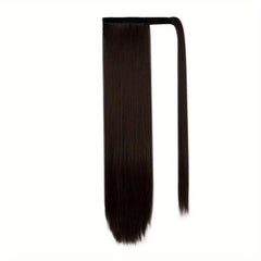 Straight Ponytail Extension Wrap Around Long Hair 60-96 Cm Synthetic Hairpiece
