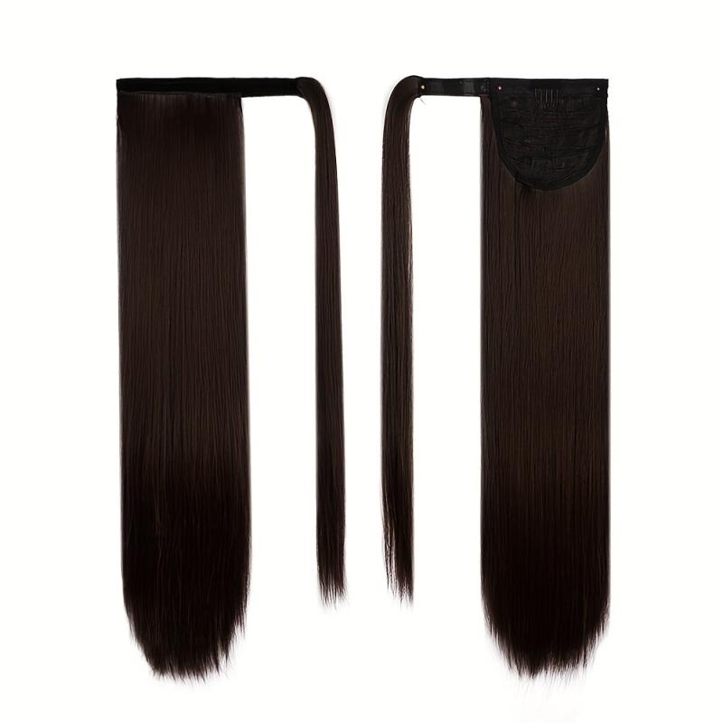 Straight Ponytail Extension Wrap Around Long Hair 60-96 Cm Synthetic Hairpiece