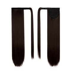 Straight Ponytail Extension Wrap Around Long Hair 60-96 Cm Synthetic Hairpiece
