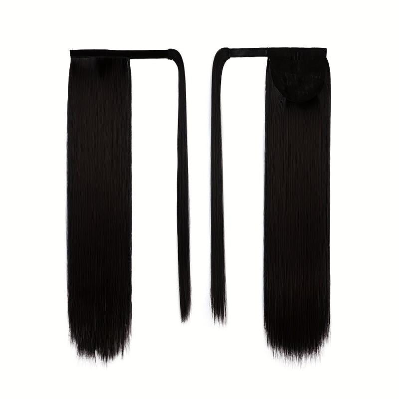 Straight Ponytail Extension Wrap Around Long Hair 60-96 Cm Synthetic Hairpiece