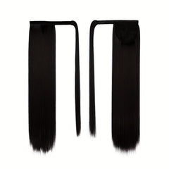 Straight Ponytail Extension Wrap Around Long Hair 60-96 Cm Synthetic Hairpiece