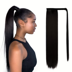 Straight Ponytail Extension Wrap Around Long Hair 60-96 Cm Synthetic Hairpiece