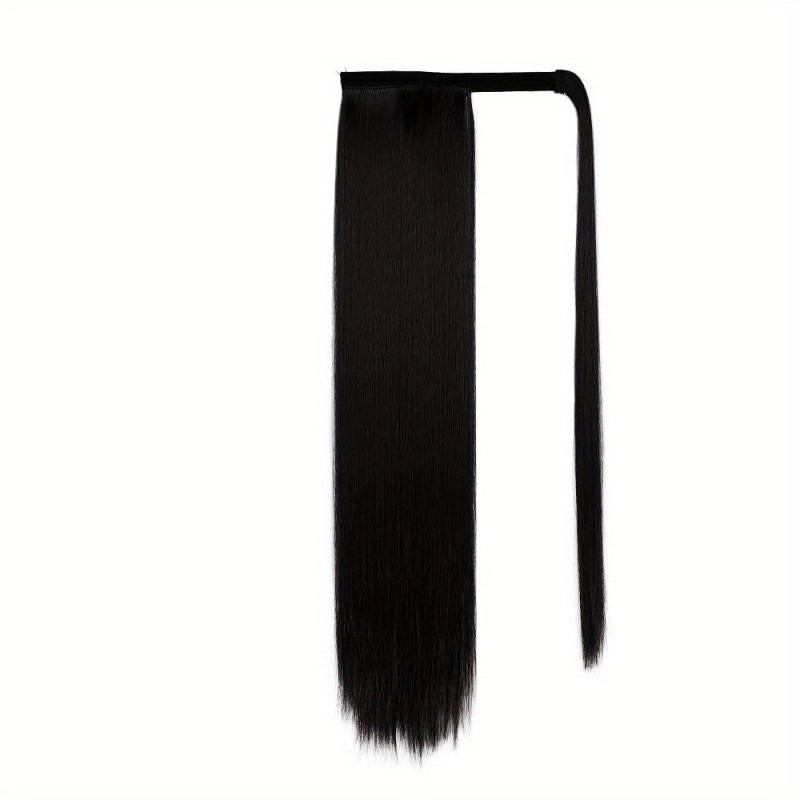 Straight Ponytail Extension Wrap Around Long Hair 60-96 Cm Synthetic Hairpiece