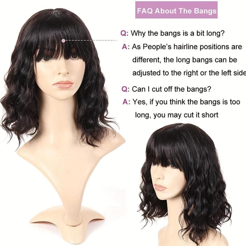 Short Human Hair Wigs With Bangs Brazilian Body Wave Virgin Human Hair Wigs