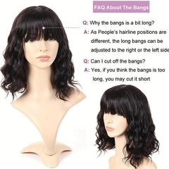 Short Human Hair Wigs With Bangs Brazilian Body Wave Virgin Human Hair Wigs