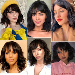 Short Human Hair Wigs With Bangs Brazilian Body Wave Virgin Human Hair Wigs