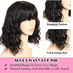 Short Human Hair Wigs With Bangs Brazilian Body Wave Virgin Human Hair Wigs