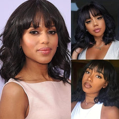 Short Human Hair Wigs With Bangs Brazilian Body Wave Virgin Human Hair Wigs