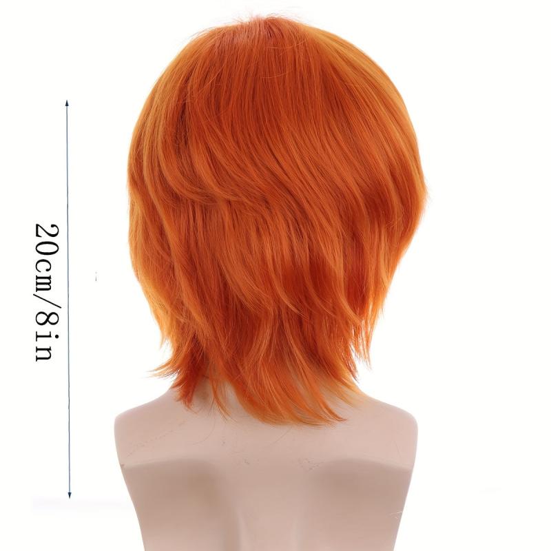 Short Curly Anime Cosplay Wig With Bangs Halloween Party Hair Costume