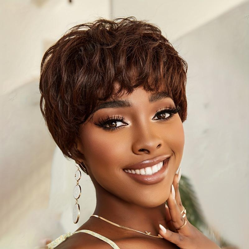 Short Pixie Cut Synthetic Hair Wig With Bangs