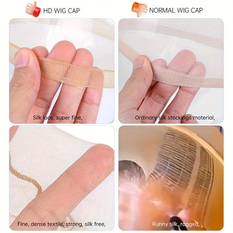 2 Pcs HD Wig Cap Invisible Soft Transparent Lace Front Wig Cap for Women Men