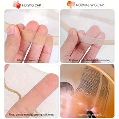 2 Pcs HD Wig Cap Invisible Soft Transparent Lace Front Wig Cap for Women Men