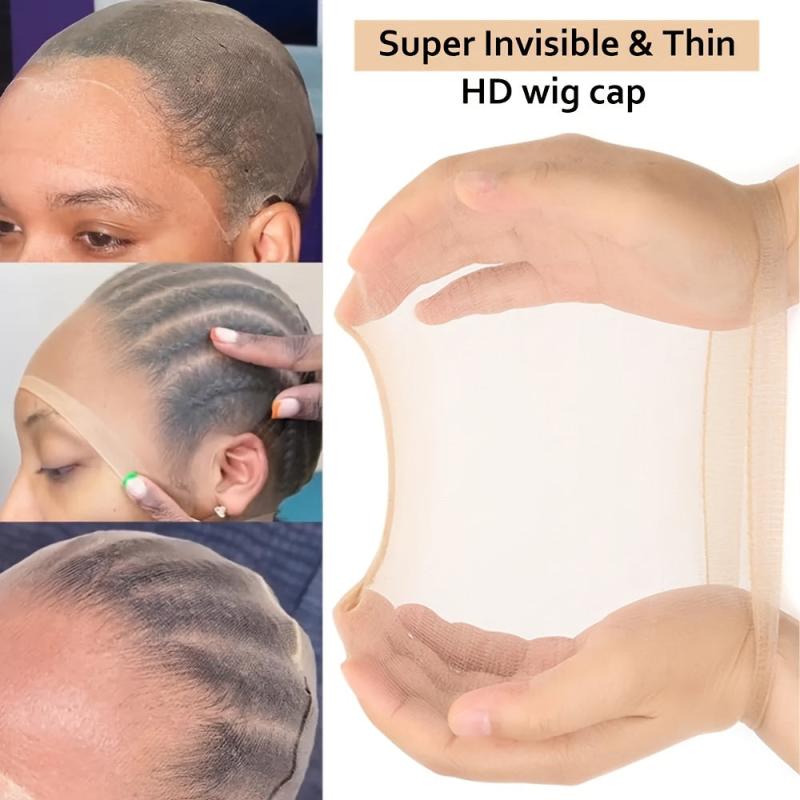 2 Pcs HD Wig Cap Invisible Soft Transparent Lace Front Wig Cap for Women Men