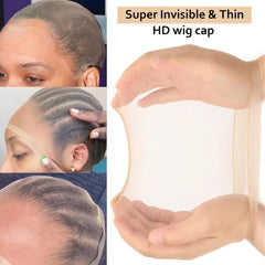 2 Pcs HD Wig Cap Invisible Soft Transparent Lace Front Wig Cap for Women Men