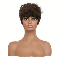 Short Curly Pixie Wigs Natural Wavy Synthetic Hair Wigs