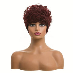 Short Curly Pixie Wigs Natural Wavy Synthetic Hair Wigs