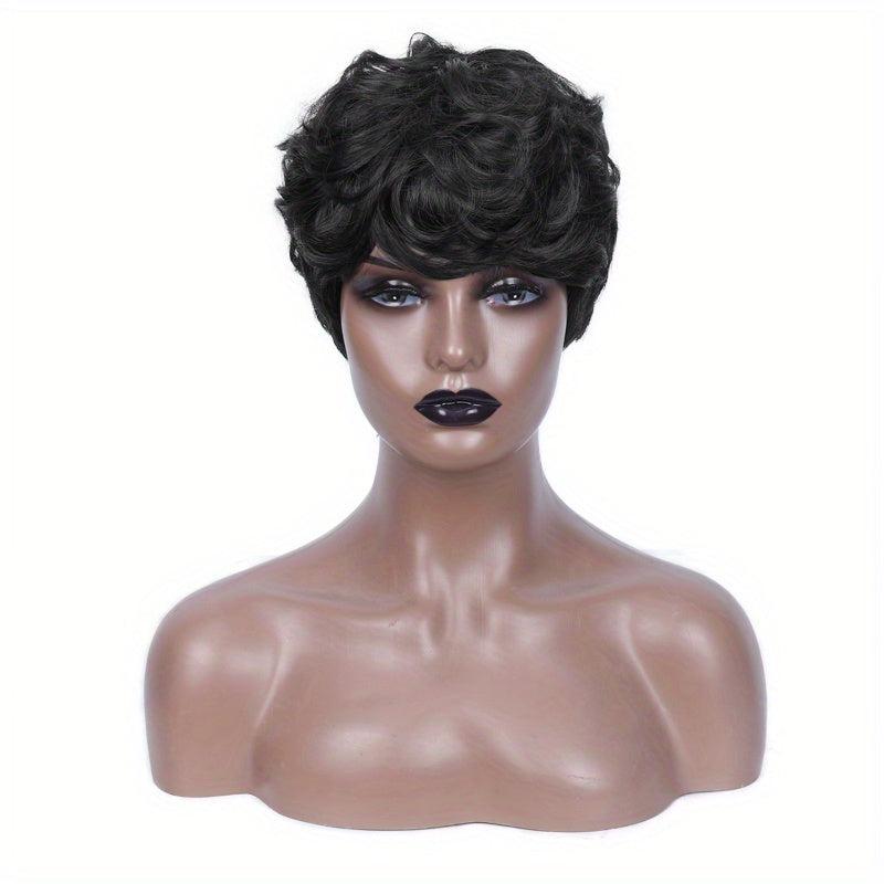 Short Curly Pixie Wigs Natural Wavy Synthetic Hair Wigs