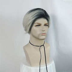 Ombre Silvery Straight Hair Cosplay Wigs