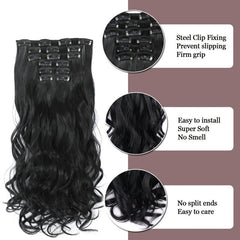 6pcs Long Wavy Curly Hair Extensions for Daily Use