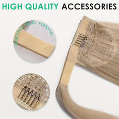 Blonde Ponytail Extension With Hair Tinsel Long Wrap Around Heat Resistant