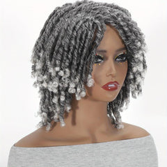 Short Dreadlock Wigs for Women Afro Braided Wigs Curly Twist with Bangs