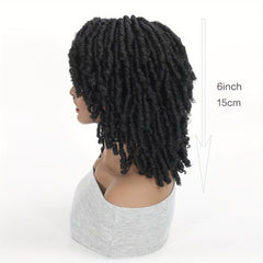 Short Dreadlock Wigs for Women Afro Braided Wigs Curly Twist with Bangs