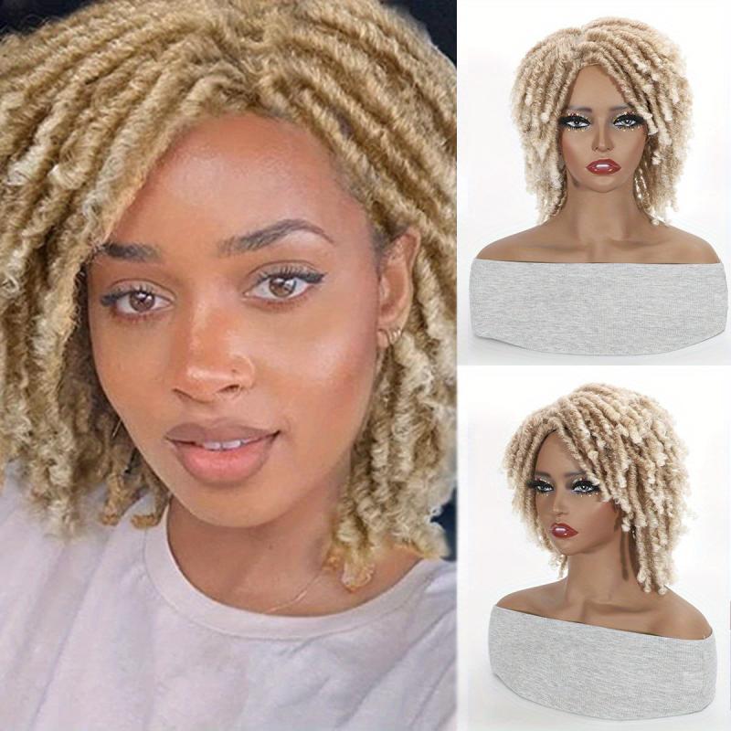 Short Dreadlock Wigs for Women Afro Braided Wigs Curly Twist with Bangs