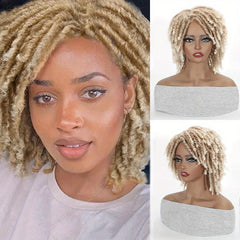 Short Dreadlock Wigs for Women Afro Braided Wigs Curly Twist with Bangs