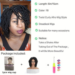 Short Dreadlock Wigs for Women Afro Braided Wigs Curly Twist with Bangs