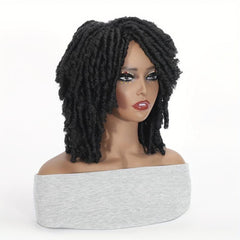 Short Dreadlock Wigs for Women Afro Braided Wigs Curly Twist with Bangs