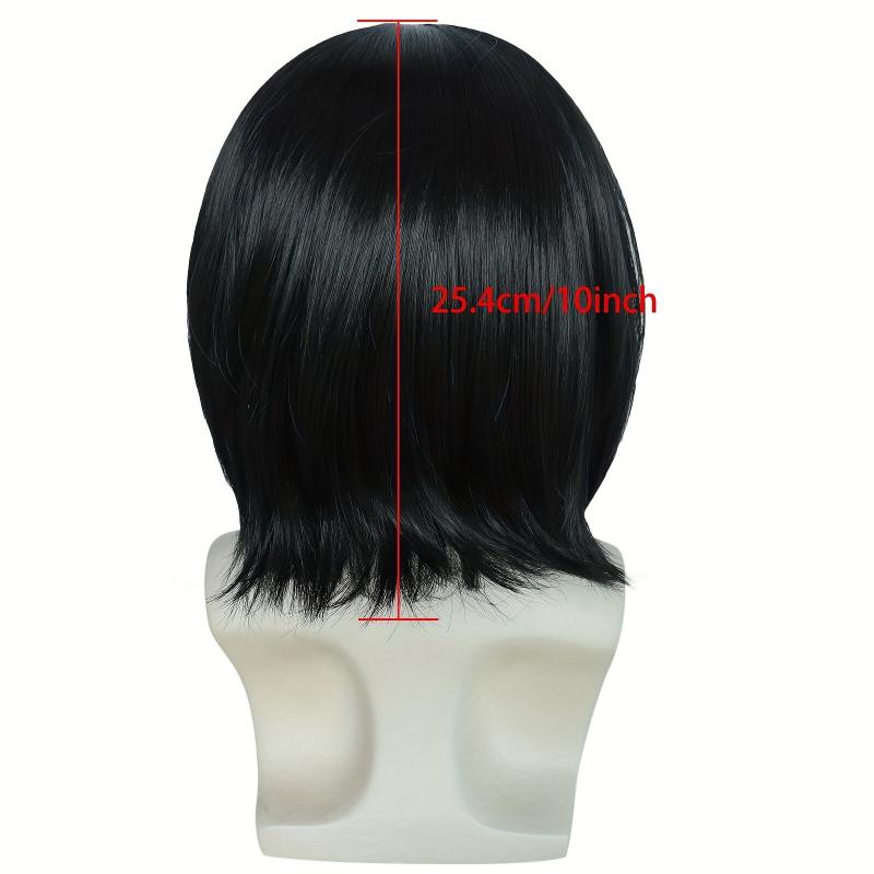Men's Short Straight Cosplay Wig 25.4cm Middle Part Synthetic Hair + Wig Cap