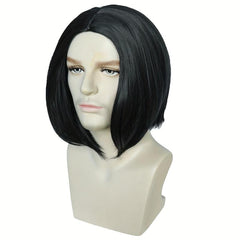 Men's Short Straight Cosplay Wig 25.4cm Middle Part Synthetic Hair + Wig Cap