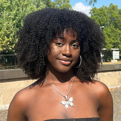 180 Density Afro Kinky Curly Wig with Bangs for Women