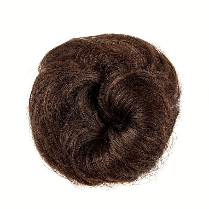 100% Human Hair Bun Scrunchies Ponytail Extensions Curly Hair Bun Piece