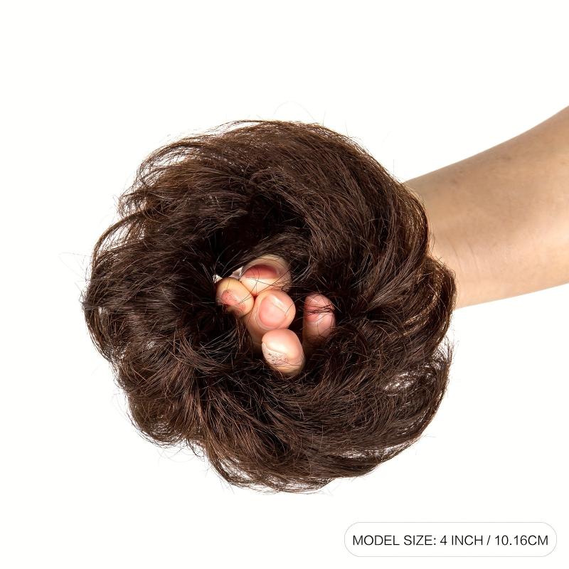 100% Human Hair Bun Scrunchies Ponytail Extensions Curly Hair Bun Piece