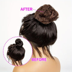 100% Human Hair Bun Scrunchies Ponytail Extensions Curly Hair Bun Piece