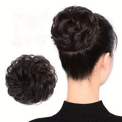 100% Human Hair Bun Scrunchies Ponytail Extensions Curly Hair Bun Piece