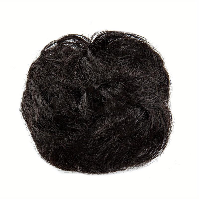 100% Human Hair Bun Scrunchies Ponytail Extensions Curly Hair Bun Piece