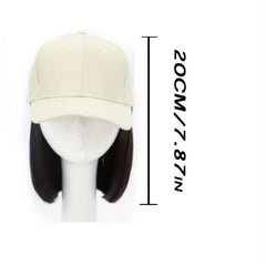 Short Bob Wig with Baseball Cap Extension Synthetic Straight Wig Women